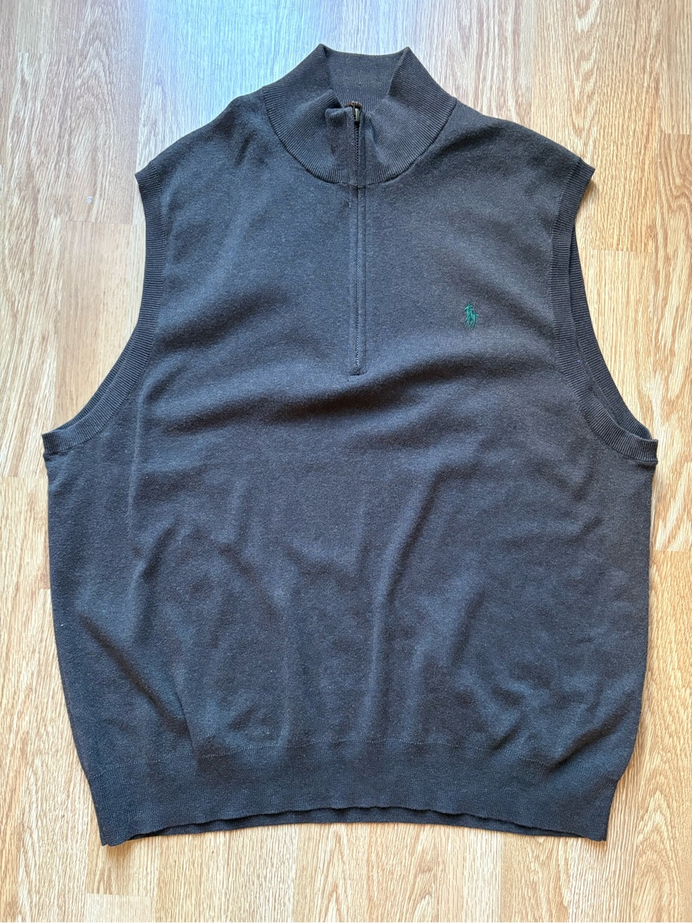 Polo ralph lauren vest pima cotton brown vest size XL half zip